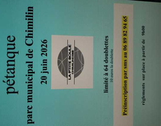 Concours en Doublette le 20 juin 2026 - Chimilin - 38490