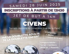 Concours en Doublette le 28 juin 2025 - Civens - 42110