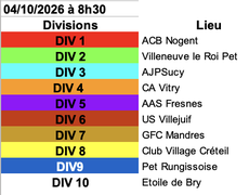 Concours de pétanque Officiel - En fonction de la division. Voir détail.