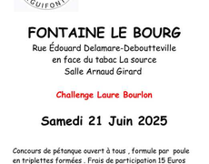 Concours en Triplette le 21 juin 2025 - Fontaine-le-Bourg - 76690