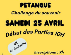Concours en Doublette le 25 avril 2026 - Frangy - 74270