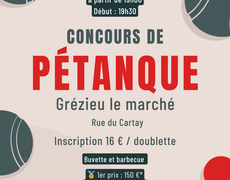 Concours en Doublette le 18 juillet 2025 - Grézieu-le-Marché - 69610