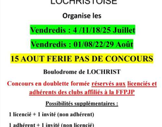 Concours en Doublette le 25 juillet 2025 - Inzinzac-Lochrist - 56650