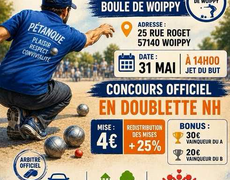 Concours en Doublette le 31 mai 2026 - LA PETANQUE DE WOIPPY