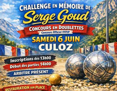 Concours en Doublette le 6 juin 2026 - Culoz