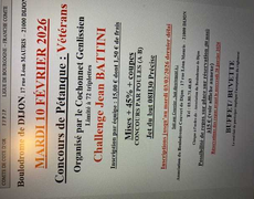 Concours en Triplette le 10 février 2026 - Cochonnet Genlissien