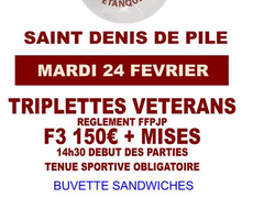 Concours en Triplette le 24 février 2026 - AB Dyonisienne St Denis de Pile