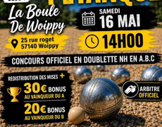 Concours en Doublette le 16 mai 2026 - LA PETANQUE DE WOIPPY