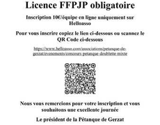 Concours en Doublette Mixte le 23 mai 2026 - GERZAT
