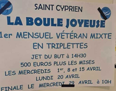 Concours en Triplette Mixte le 15 avril 2026 - BOULE JOYEUSE ST CYPRIEN