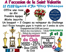 Concours en Doublette Mixte le 15 février 2026 - QUARRE D'AS VITRY
