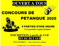 Concours en Doublette le 27 juillet 2025 - Magnac-Bourg - 87380