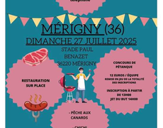 Concours en Doublette le 27 juillet 2025 - Mérigny - 36220