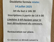 Concours en Doublette Mixte le 14 juillet 2025 - Neuf-Berquin - 59940