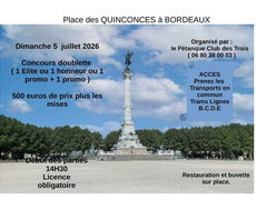 Concours en Doublette le 5 juillet 2026 - petanque club des trois
