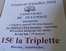 Concours en Triplette le 3 juillet 2026 - Rang-du-Fliers - 62180