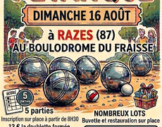 Concours en Doublette le 16 août 2026 - Razès - 87640