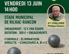 Concours en Triplette le 13 juin 2025 - Rilhac-Rancon - 87570