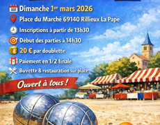 Concours en Doublette le 1 mars 2026 - Rillieux-la-Pape - 69140