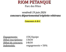 Concours de pétanque Officiel Vétéran - RIOM