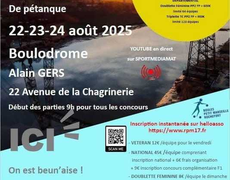 Concours en Triplette le 23 août 2025 - Rochefort - 17300