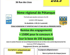 Concours en Doublette le 19 juillet 2025 - Romorantin-Lanthenay - 41200