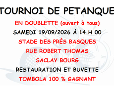 Concours en Doublette le 19 septembre 2026 - Saclay - 91400