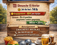 Concours en Doublette le 15 février 2026 - Saint-Dizier - 52100