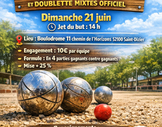 Concours en Doublette le 21 juin 2026 - Saint-Dizier - 52100