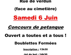 Concours en Doublette le 6 juin 2026 - Saulzoir - 59227
