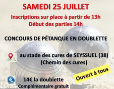 Concours en Doublette le 25 juillet 2026 - Seyssuel - 38200