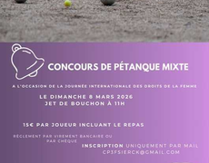 Concours en Doublette Mixte le 8 mars 2026 - Sierck-les-Bains - 57480
