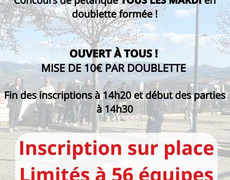 Concours en Doublette le 29 juillet 2025 - Sorbiers - 42290