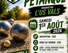 Concours en Doublette le 1 août 2026 - Vals-près-le-Puy - 43750