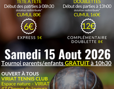 Concours en Doublette le 15 août 2026 - Viriat - 01440