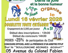 Concours en Doublette le 16 février 2026 - Vitry-sur-Seine - 94400