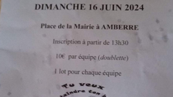 Concours en Doublette le 16 juin 2024 - Amberre - 86110
