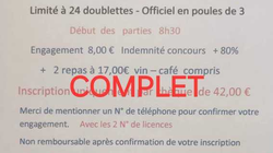 Concours en Doublette le 1 février 2025 - Cusset - 03300