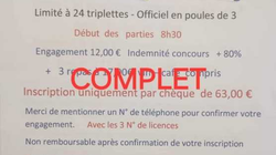 Concours en Triplette le 1 février 2025 - Cusset - 03300