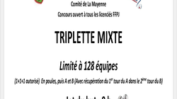 Concours en Triplette Mixte le 6 juillet 2024 - Évron - 53600