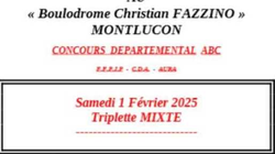 Concours en Triplette Mixte le 1 février 2025 - Montluçon - 03100