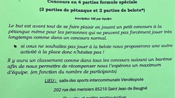 Concours en Doublette le 17 juillet 2024 - Saint-Jean-de-Beugné - 85210
