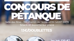 Concours en Doublette le 2 août 2024 - Saint-Sixte - 42130