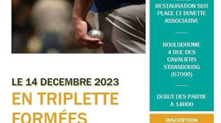 Concours en Triplette le 14 décembre 2024 - Strasbourg - 67000