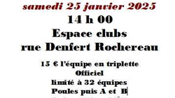 Concours en Triplette le 25 janvier 2025 - Thouars - 79100