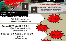 Concours de pétanque Officiel Vétéran en Triplette le 28 août 2026 - Lieu à définir (82) - Tarn-et-Garonne - 82