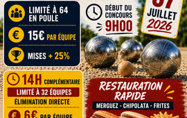 Concours de pétanque Ouvert à tous vétéran en Triplette le 7 juillet 2026 - Le Pont-de-Claix - Isère - 38