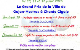 Concours de pétanque Officiel Vétéran en Triplette le 10 juillet 2026 - Lieu à définir (33) - Gironde - 33