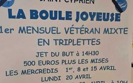 Concours de pétanque Officiel Vétéran en Triplette Mixte le 20 avril 2026 - Lieu à définir (66) - Pyrénées Orientales - 66