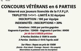 Concours de pétanque Ouvert à tous vétéran en Triplette le 25 août 2026 - Montamisé - Vienne - 86